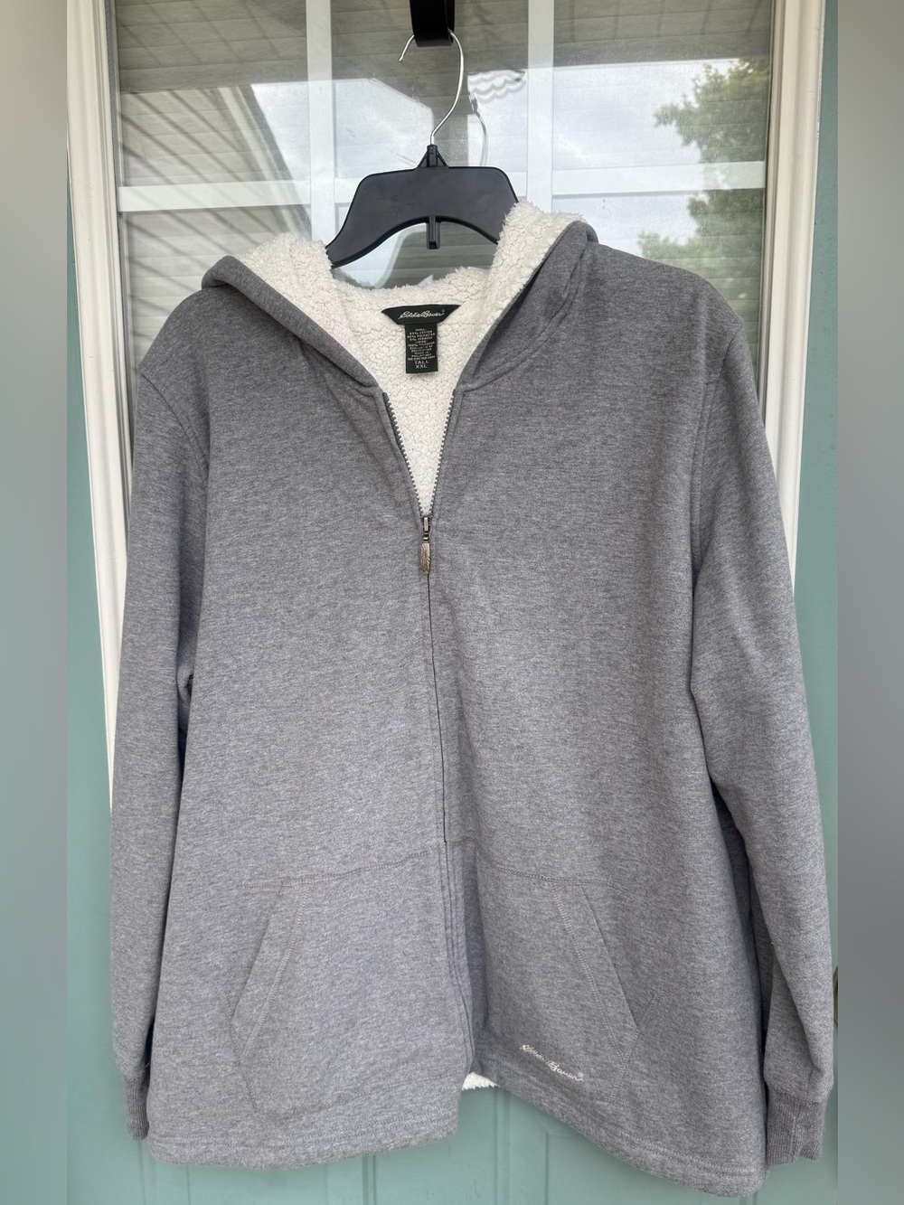 Eddie Bauer Sherpa Style Lined Full Zip Hoodie Gray Men’s Tall XXL 2XLT